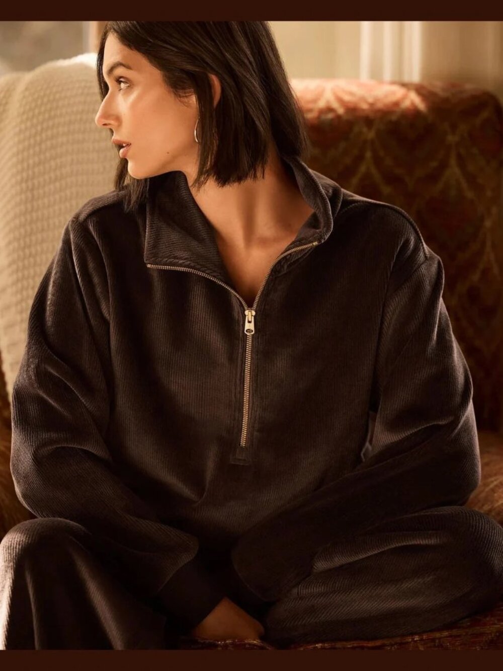 Rhone Plush 1/2 Zip Espresso women's size M